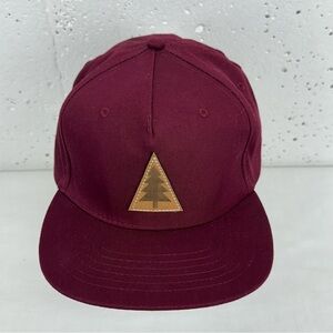 The Landmark Project Burgundy Adjustable SnapBack Hat with Tree Patch